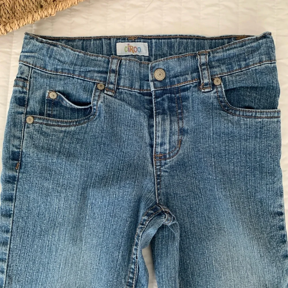 Circo Girls Blue Denim Ripped Distressed Flare Jeans Size 8